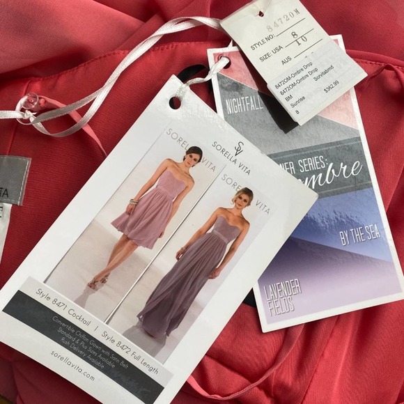 Sorella Vita Maid Your Way Dress size 8 Coral Ombre Convertible Bridesmaid NWT - Picture 11 of 12